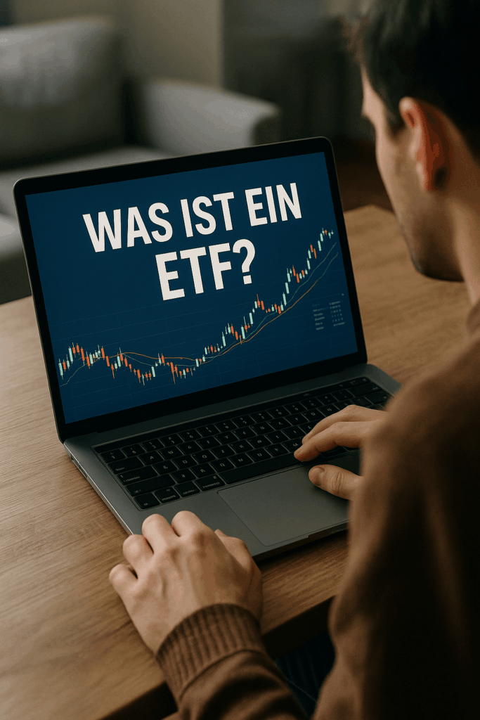 mann der vor einem laptop mit aktien sitzt